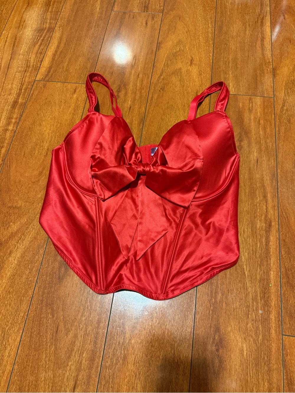 Adore Me Red Satin Bow Bustier